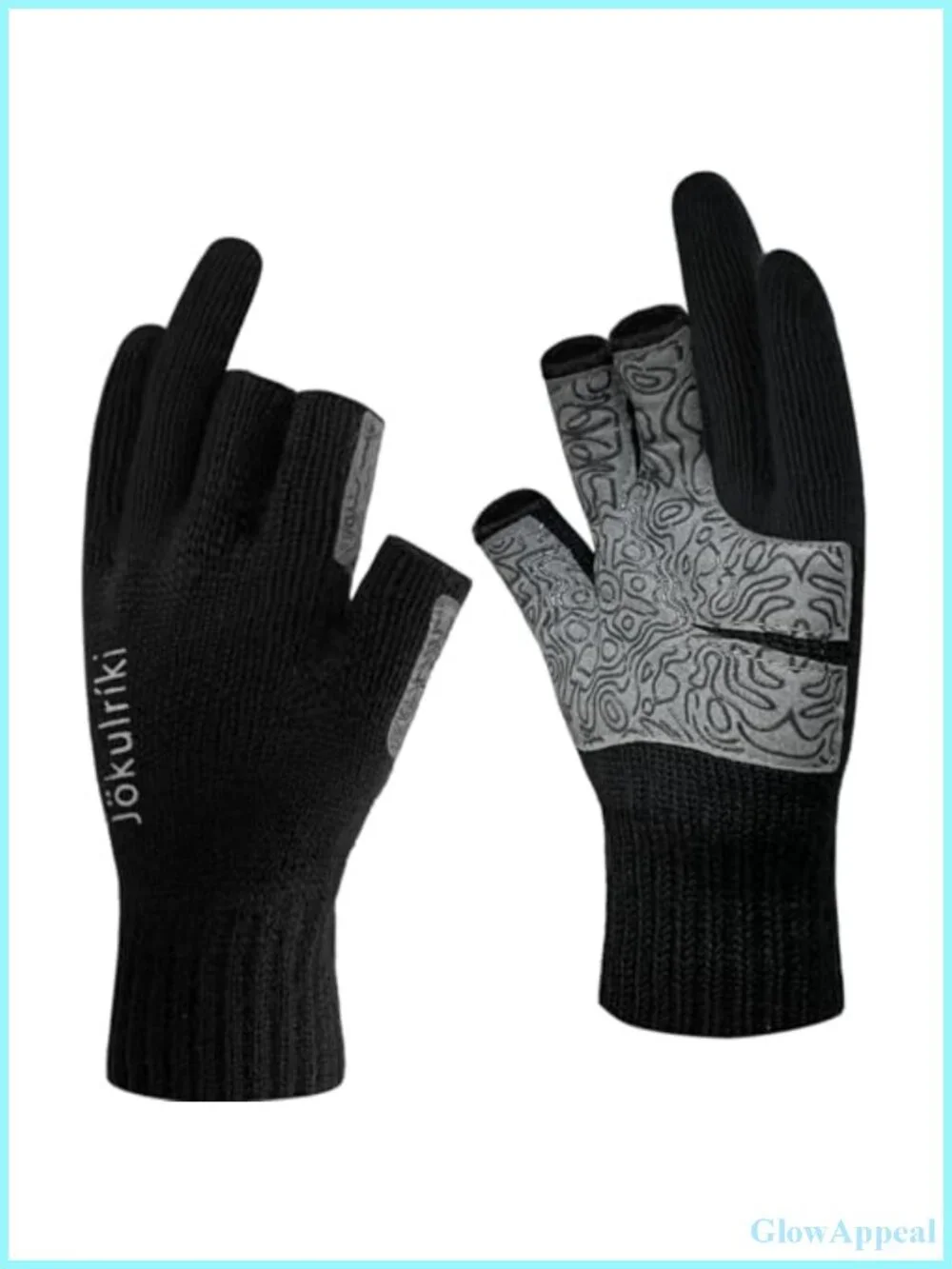 Merino Wool Fingerless Gloves 3-Cut Anti-Slip Palm for Winter Outdoor